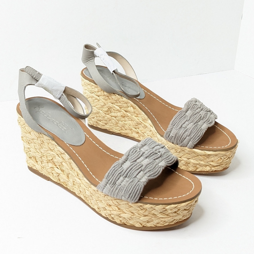 Splendid Marlene Wedge Sandals, Grey, Women's 8.5